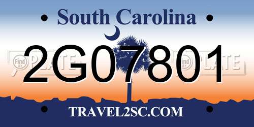 2G07801 South Carolina License Plate