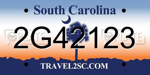2G42123 South Carolina License Plate