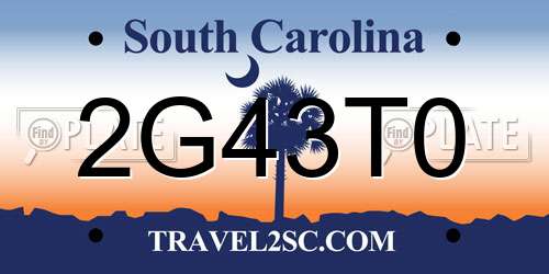2G43T0 South Carolina License Plate