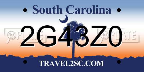2G43Z0 South Carolina License Plate