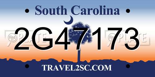 2G47173 South Carolina License Plate