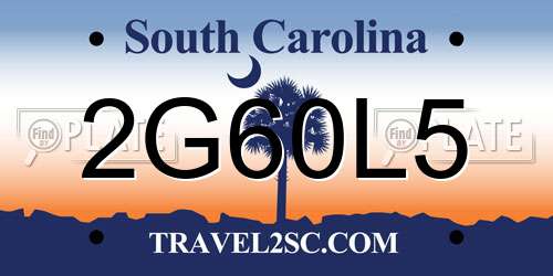 2G60L5 South Carolina License Plate