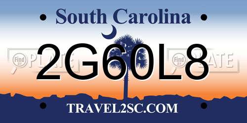 2G60L8 South Carolina License Plate