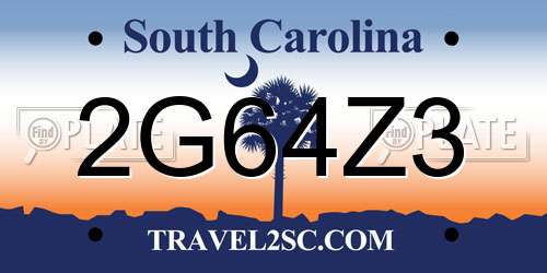 2G64Z3 South Carolina License Plate