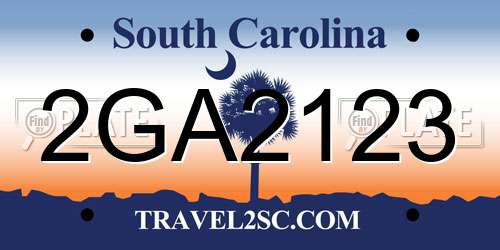 2GA2123 South Carolina License Plate