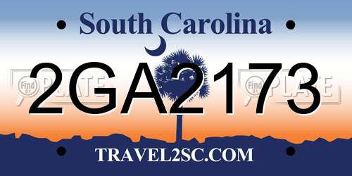 2GA2173 South Carolina License Plate