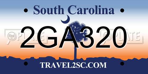 2GA320 South Carolina License Plate