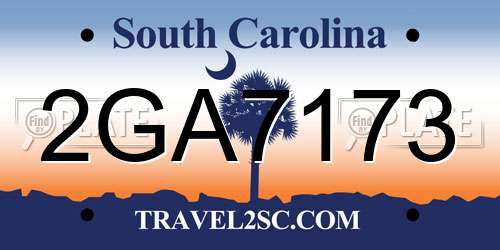 2GA7173 South Carolina License Plate