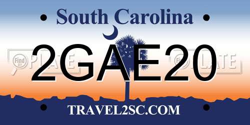 2GAE20 South Carolina License Plate