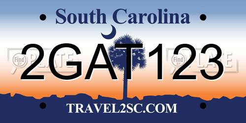 2GAT123 South Carolina License Plate