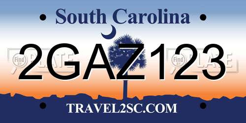 2GAZ123 South Carolina License Plate