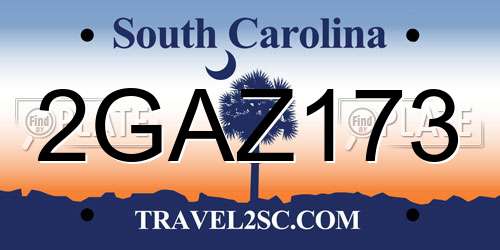 2GAZ173 South Carolina License Plate