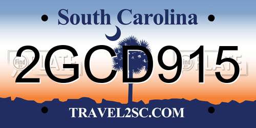 2GCD915 South Carolina License Plate