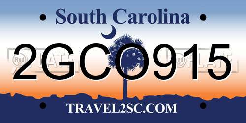 2GCO915 South Carolina License Plate