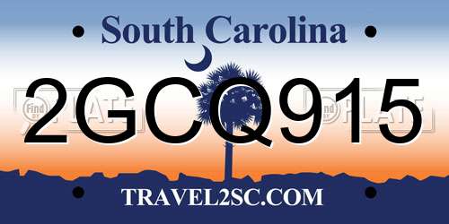 2GCQ915 South Carolina License Plate