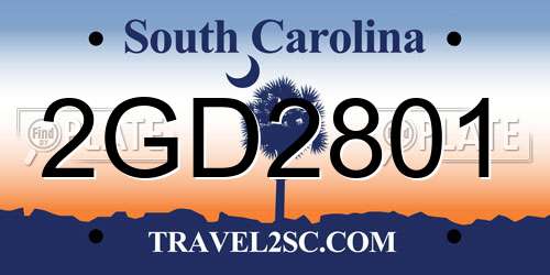 2GD2801 South Carolina License Plate