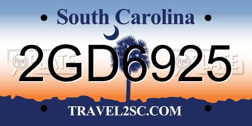 2GD6925 South Carolina License Plate