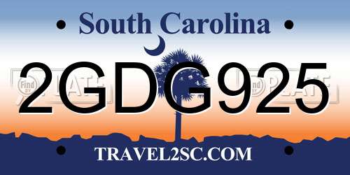 2GDG925 South Carolina License Plate