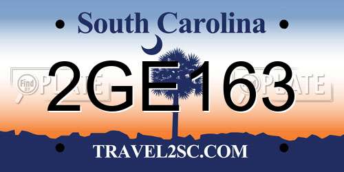 2GE163 South Carolina License Plate