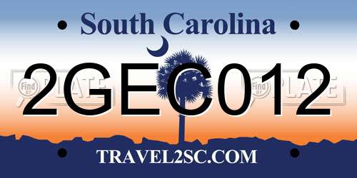2GEC012 South Carolina License Plate