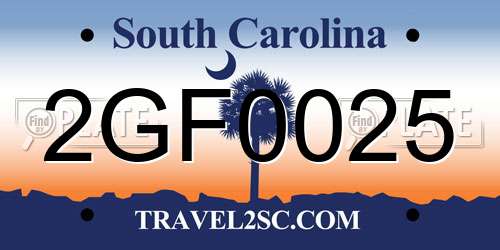 2GF0025 South Carolina License Plate