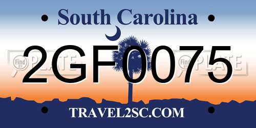 2GF0075 South Carolina License Plate