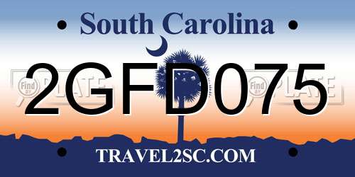 2GFD075 South Carolina License Plate