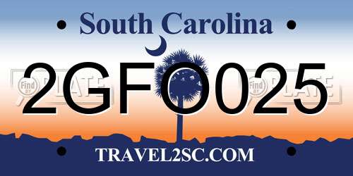 2GFO025 South Carolina License Plate