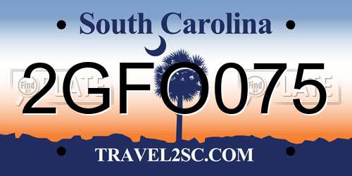 2GFO075 South Carolina License Plate