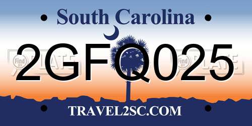 2GFQ025 South Carolina License Plate
