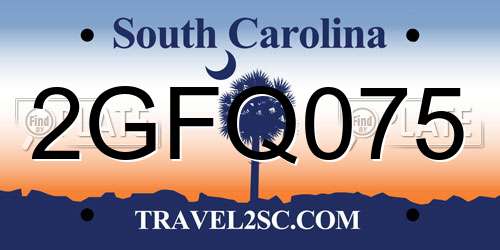 2GFQ075 South Carolina License Plate