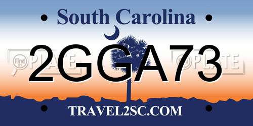 2GGA73 South Carolina License Plate