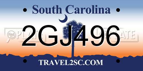 2GJ496 South Carolina License Plate