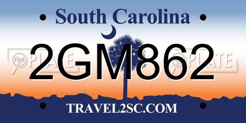 2GM862 South Carolina License Plate