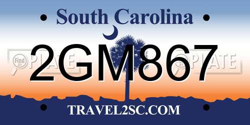 2GM867 South Carolina License Plate