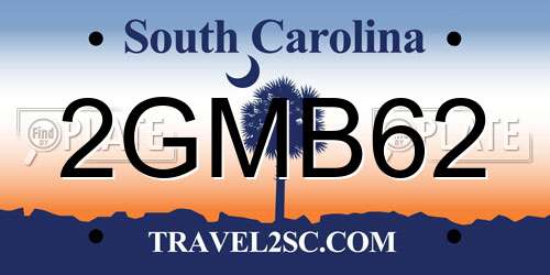 2GMB62 South Carolina License Plate