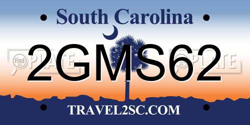 2GMS62 South Carolina License Plate