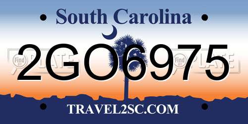2GO6975 South Carolina License Plate