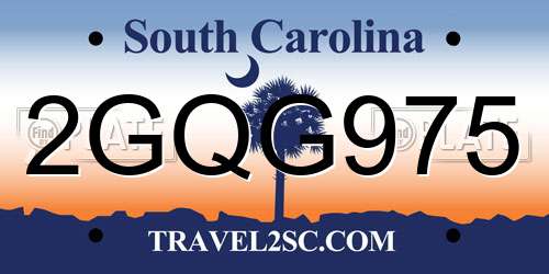 2GQG975 South Carolina License Plate