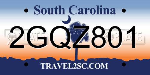 2GQZ801 South Carolina License Plate