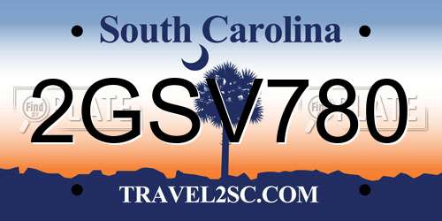2GSV780 South Carolina License Plate