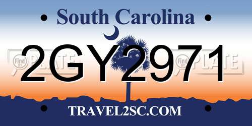 2GY2971 South Carolina License Plate