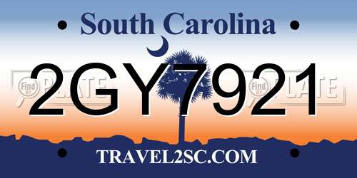 2GY7921 South Carolina License Plate