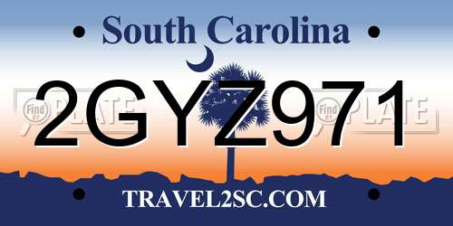2GYZ971 South Carolina License Plate
