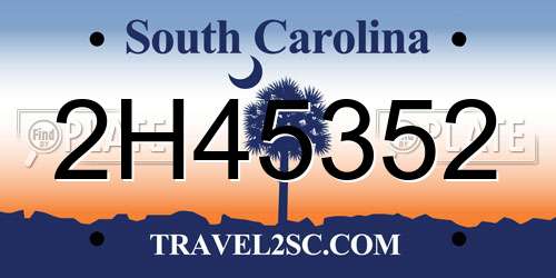 2H45352 South Carolina License Plate