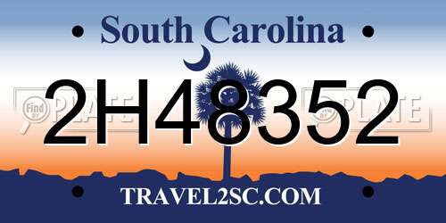2H48352 South Carolina License Plate