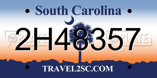 2H48357 South Carolina License Plate