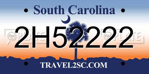 2H52222 South Carolina License Plate