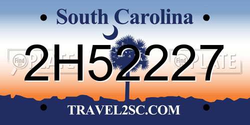 2H52227 South Carolina License Plate