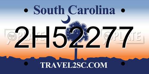 2H52277 South Carolina License Plate